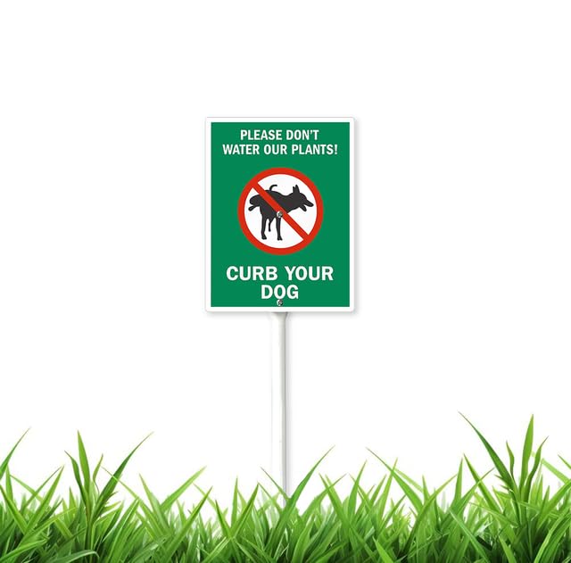 Please Don't Water Our Plants! Curb Your Dog Yard Sign with Stake 4.6x6 inch Aluminum Outdoor Decoration Sign Set of 1