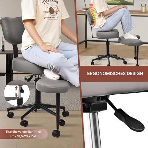 Chaise de bureau ergonomique assis tailleur avec support dorsal intégré - 8