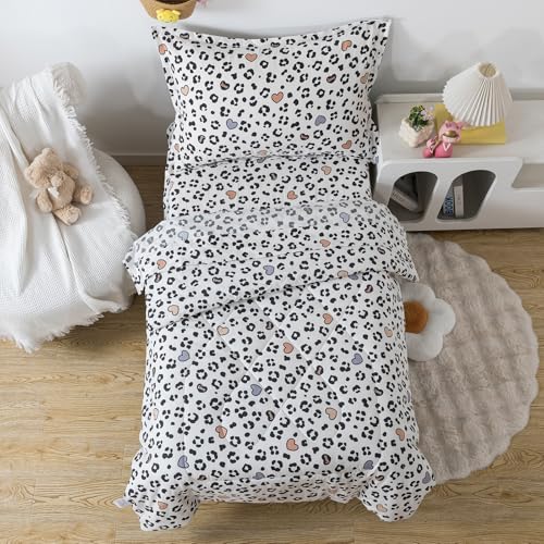 Image of Caressma Cheetah Print Toddler Bedding Set 4 Pieces Kids Comforter Set