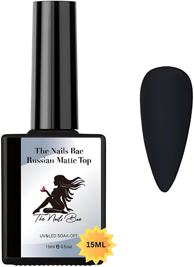Russian Matte Gel Top Coat, Matte Gel Top, Non Yellow, Non Sticky, Manicure, Make Design & Nails Art Easy, Nail Polish, Chrome Nail Art, No Wipe Top, LED/UV