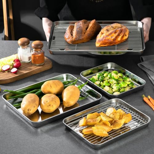Bandeja de acero inoxidable duradera con rejilla superior elevada 6
