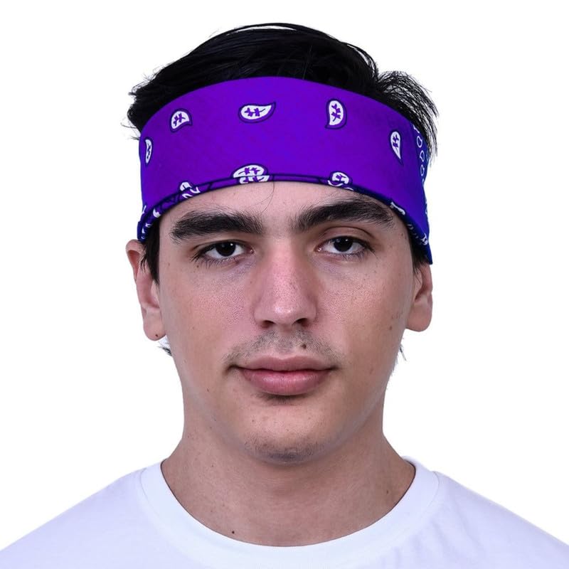 DIKHAWA Unisex Cotton Bandana/Head Wrap/Wristband/Face Cover/Handkerchief For Men And Women (GREEN,PURPLE_50CM X 50CM_Pack of 2) 3