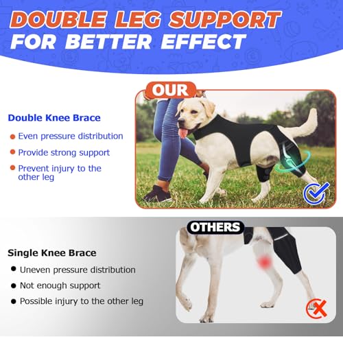 Image of Dog Knee Brace for Back Leg Fit Extra Large Dogs Metal Splint Hinged Flexible Support Dog ACL Hip Brace with 2 Metal Strips for Hip Dysplasia, CCL, Ligament Injuries & Osteoarthritis (XL)