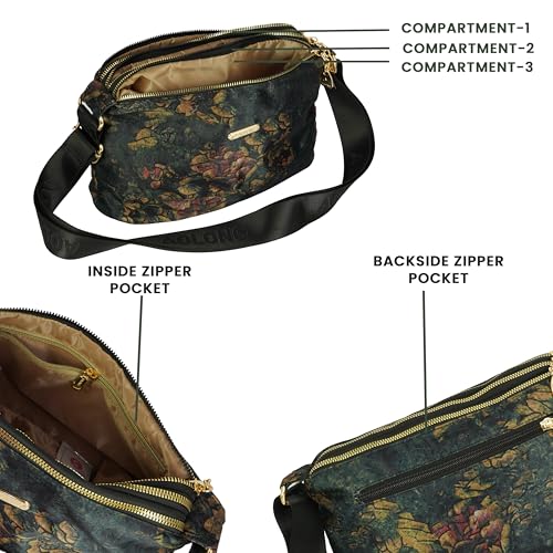 Image of Storite PU Leather Sling Bag, Crossbody Bag with Multi-Compartment for Women and Girls With Adjustable Shoulder Strap - (Green, 28.5x18x11 cm)