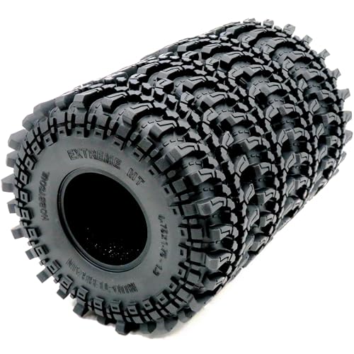 HOBBYSOUL 4pcs RC 1.9 Mud-Terrain Tires Height 121mm/4.75inch Tyres For 1/10 Crawler FCX10 Traxxas...