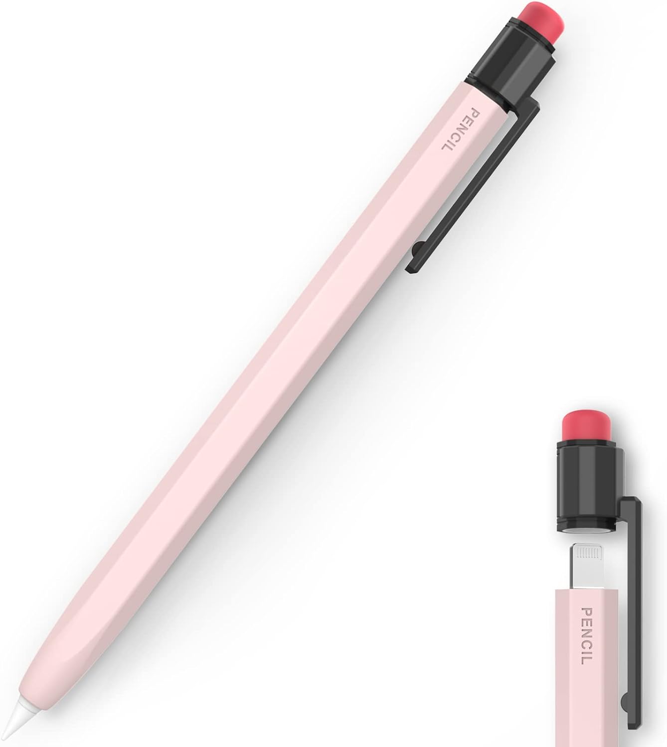 TRONWIN iPencil Case for Apple Pencil 1st Generation Sleeve Silicone Protective Cover Perfect Grip Skin Classic Design with Sturdy Clip Compatible with Apple Pencil 1st Generation (Pink) - Pink