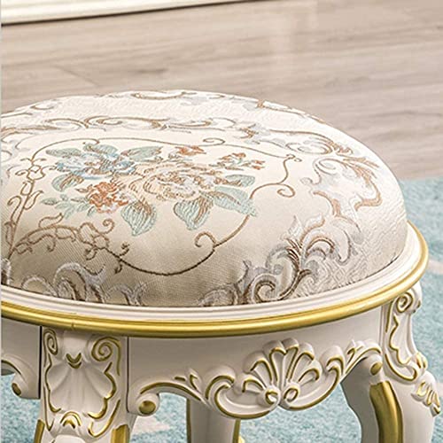Tabouret de salon sculpté et repose-pieds brodé haut de gamme - 6
