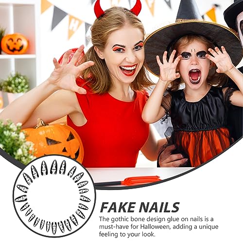 ABOOFAN Unhas Postiças De Halloween Unhas Postiças Góticas 24Pcs Pontas De Unhas Postiças Capa Compl