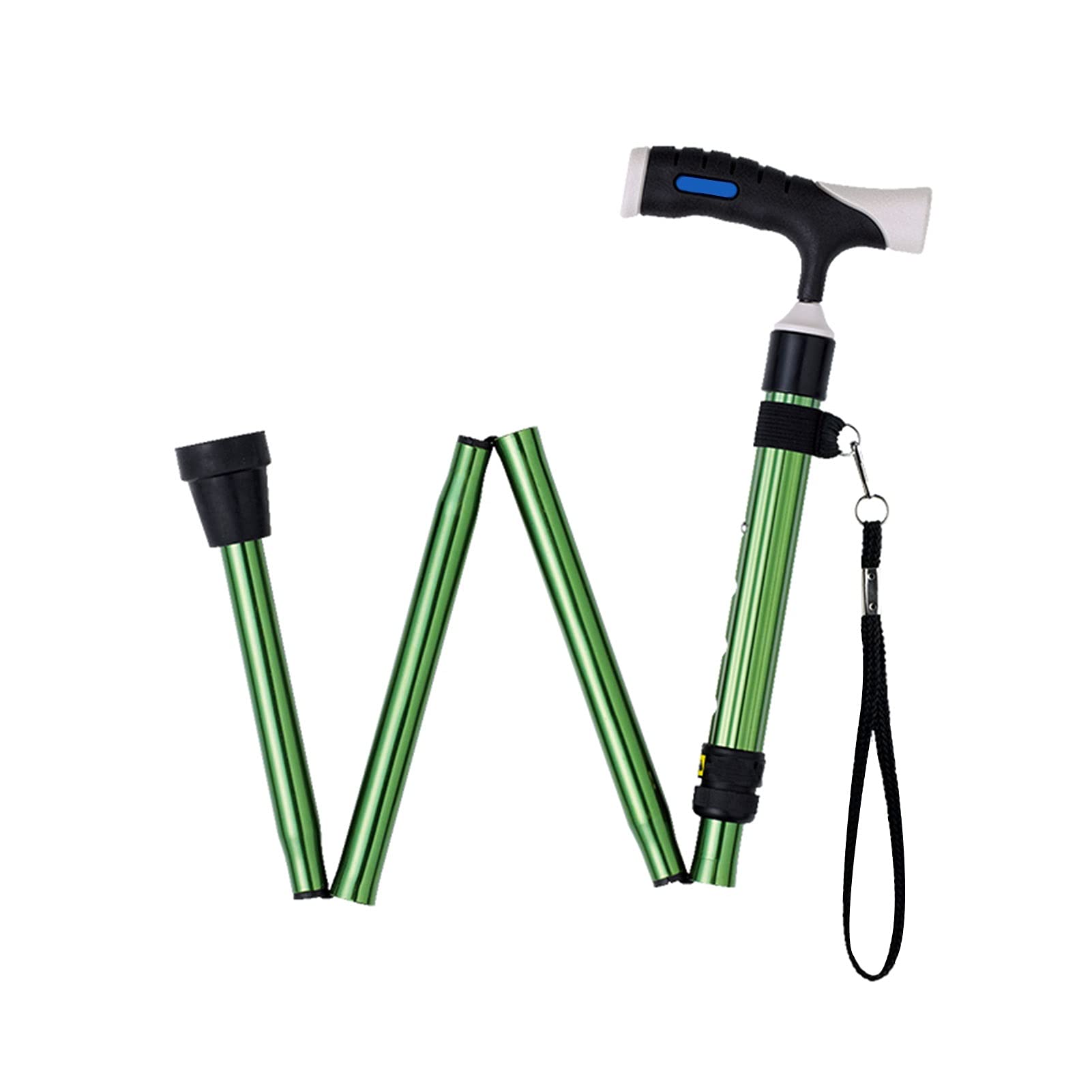 Peguera Plegable para Hombres y Mujeres, Caña de Aluminio Altura Ligera Ayuda Ajustable Ayuda de la Movilidad Ayuda de Movilidad Pastelles Plegables, Base Antideslizante (Color : Verde)