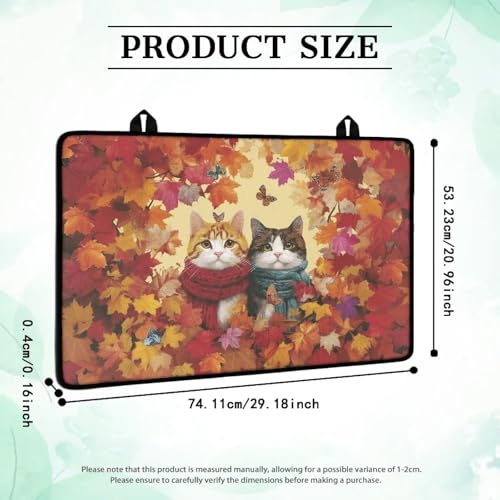 Image of Stove Cover Dust Mat, Thanksgiving Maple Cat, Heart Resistant Ceramic Glass Electric Stove Top Cover, Extra Large Stovetop Cover for Electric, Thanksgiving Decor