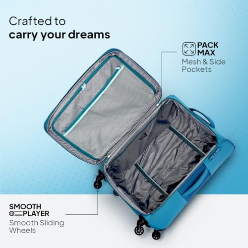 Image of American Tourister Spruce Spinner 59cm Cobalt Blue Polyester Softside Luggage with TSA Lock (Trolley /Suitcase)