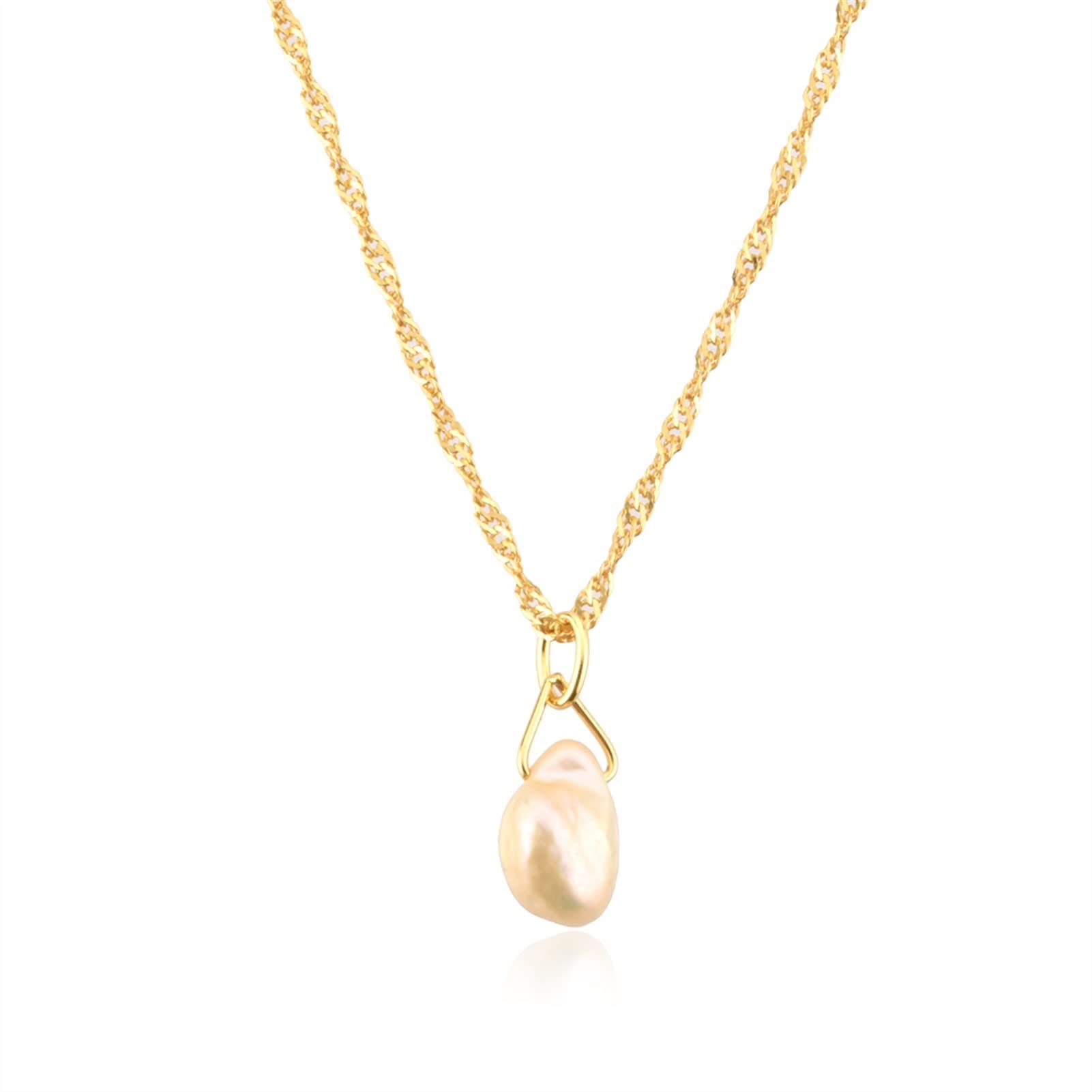Collane 925 Sterling Argento Perla Irregolare Pendente a Ciondolo Lungo Catena di Lusso Signore Gioielli a Sospensione for Feste di Nozze Collana da Donna (Gem Color : Gold)