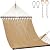 Lazy Daze Hammocks 10.5 FT Double 2 Person Caribbean Rope Hammock, Hand Woven Polyester Hammock with Spreader Bars, for Outside Outdoor Backyard Patio Poolside,450 LBS Capacity, Tan
