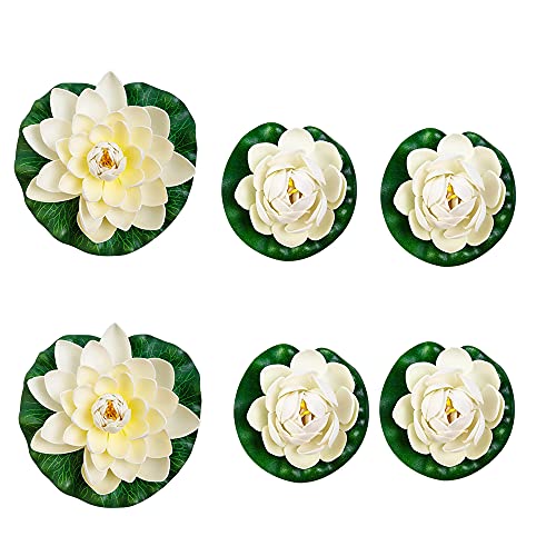 6 Stück Künstliche Seerosen - Schwimmende Teichpflanzen Für Garten