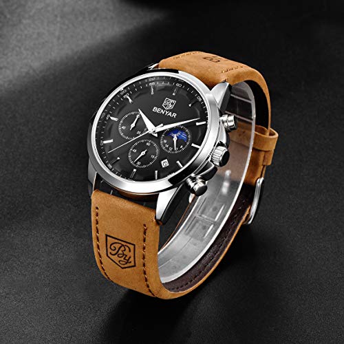 Image of BENYAR Men's Watch Quartz Movement Watches for Men 3ATM Waterproof Men's wristwatches Multifunctional Chronograph with dial Date Display Business Casual