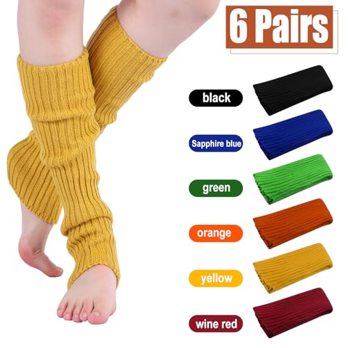 Image of Sintege 6 Pairs Kawaii Leg Warmers Japanese Style Knitted Loose Socks Leg Warmers for Girls Women Lolita Costume School