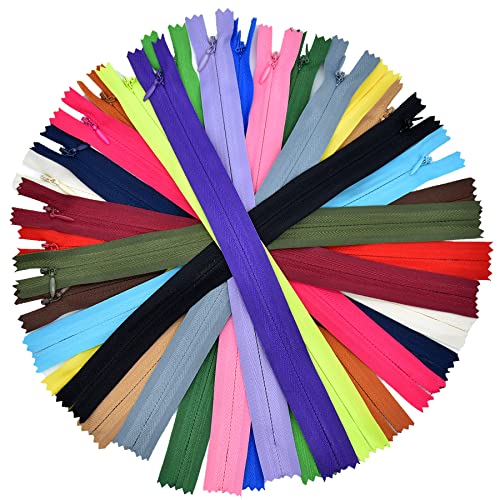 Lot de 60 fermetures éclair invisibles en nylon pour couture, travaux manuels, vêtements (20 couleurs) (30 cm/60 pièces) Cover