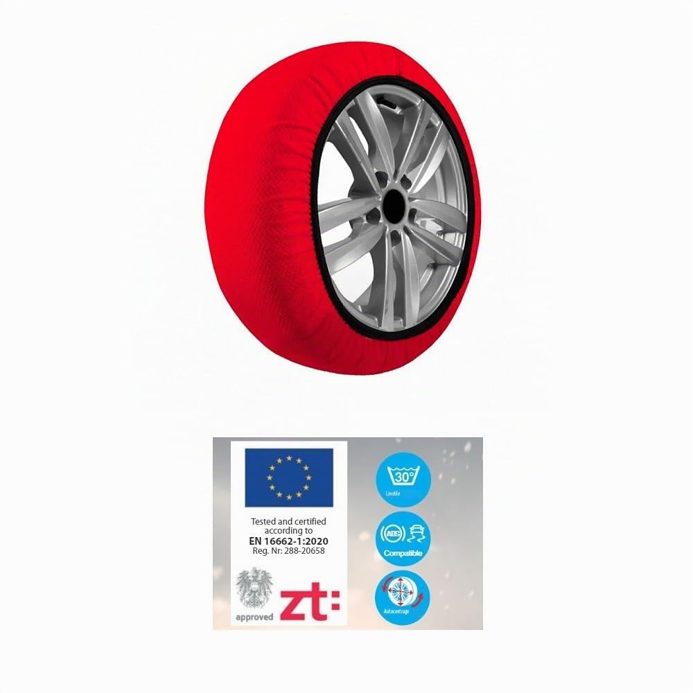 Chaussettes À Neige pour Roue 195/60 R18 Cercle 18 Mesure XL APPROUVÉ pour LA Glace Voiture,SUV,4X4,Van 1 Paire=2 PIÈCES ANTIDÉRAPANTES ADAPTÉ AUX SECTEURS Routiers Mixtes