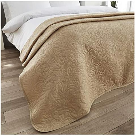 Hendem. Natural Pinsonic Quilted Bedspread For Double Bed 150 x 200cm Polyester Bed Throw Cover