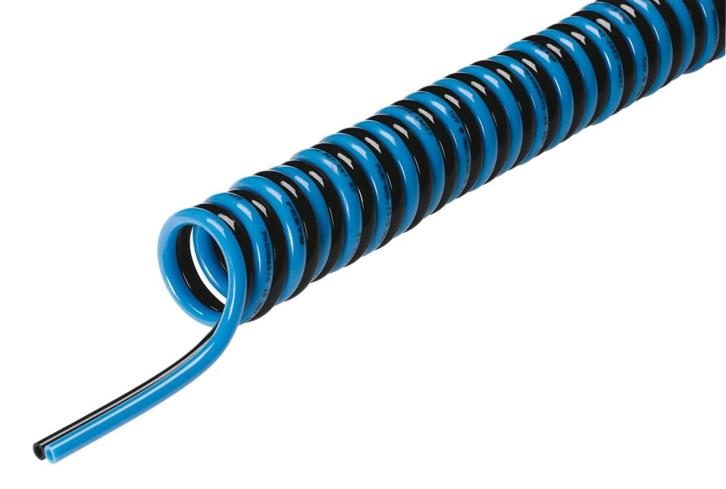Original PUN-10X1.5-S-6-DUO-BS 197628 PUN-10X1,5-S-6-DUO-BS Blue/Black Duo Spiral Plastic tubing，7 mm ID,10 mm OD,6 Meters Length,W.P:-0.95 bar - 10 bar,A.T:-35 °C - 60 °C，TPE-U(PU)
