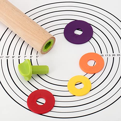 Rolling Pin with Thickness Rings,13.6''Dough Roller Fits Even Baking Dough - Image 5