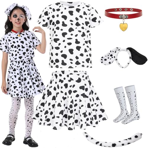Z-Shop Halloween Dalmatian Costumes Kids, Girls Shirt Tutu Outfit Ears Headband Socks Accessories for 101st Day Of School,8 by Z-Shop - Used condition - US$13.62