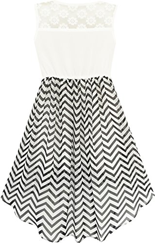 Sunny Fashion Girls Dress Chiffon Floral High-Low Tie Waist Party Princess2