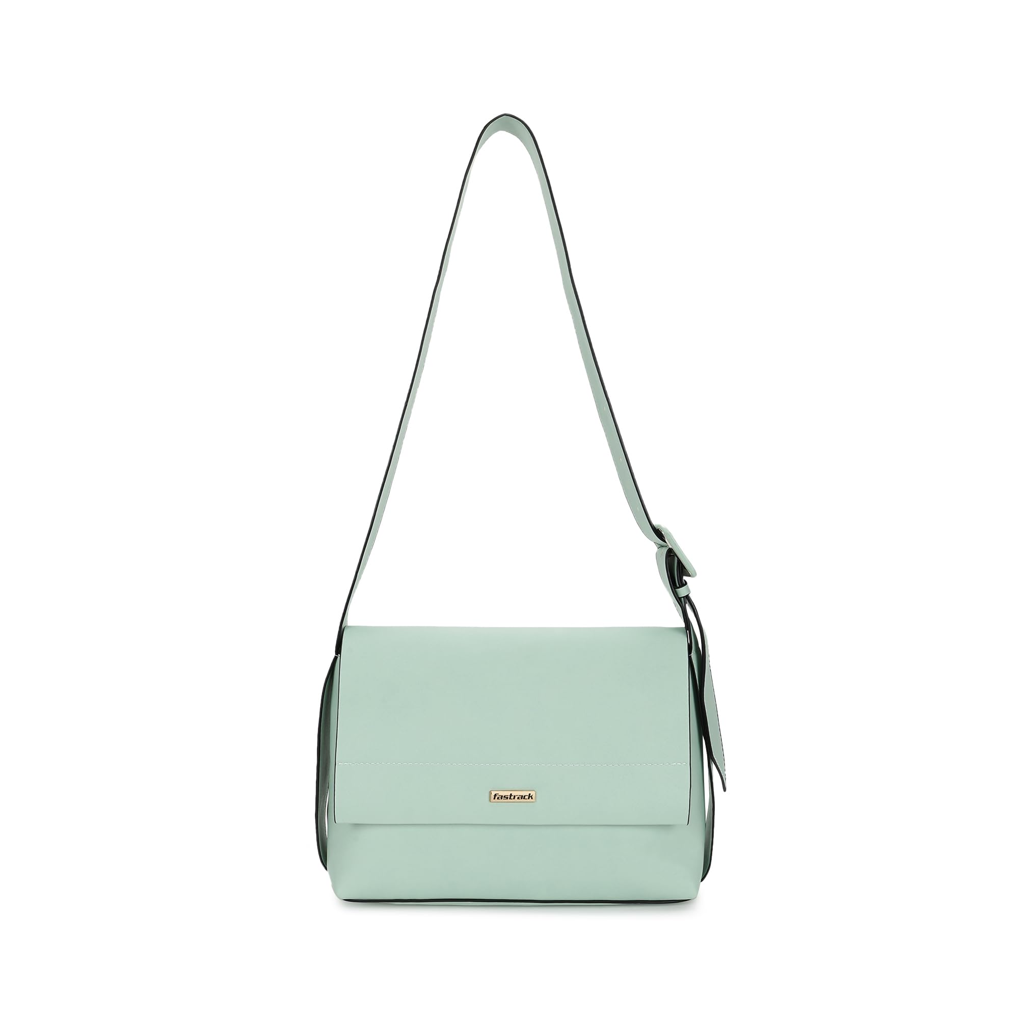 fastrack Solid Sling Bag with Broad Sling Strap For Women, Girls and Ladies | with Buckle Detailing For Length Adjustment | Ladies Purse Handbag | Slings For Casual Carry, Pista-picture-8