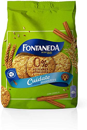 Fontaneda Digestive - Galletas Cuídate Mini, con Canela y 0% Azúcares Añadidos Paquete de 250 g