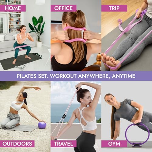 Pilates Equipment - 10-in-1 Pilates Ring and Ball Set | Home Pilates Essentials Kit for Women & Accessories for at Home Workouts to Tone, Strengthen, Balance & Improve Flexibility - Image 6