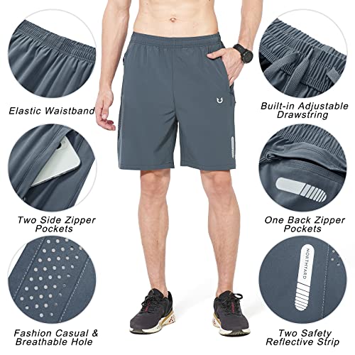 Northyard Men's Athletic Hiking Shorts Quick Dry Workout Shorts 7"/ 9"/ 5" Lightweight Sports Gym Running Shorts Basketball Exercise Coolgrey L #TOP3