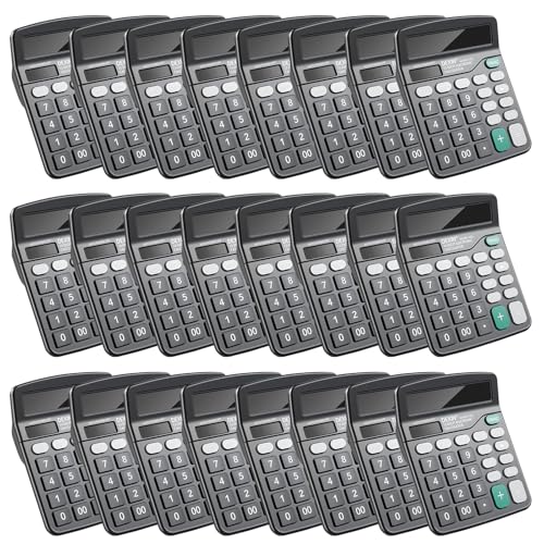 24 Pack Calculator Bulk,12 Digits Desktop Calculator with Large LCD Display and Sensitive Buttons,Solar and Battery Dual Power,Perfect for Office,School,Home(Black)