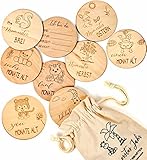 Pikaflor Holz Meilensteinkarten Baby Tiere - 42 Meilensteine auf edlen Holzscheiben Ø10cm (beidseitig/deutsch) Geschenk für Junge & Mädchen zur Schwangerschaft für Schwangere, werdende Eltern