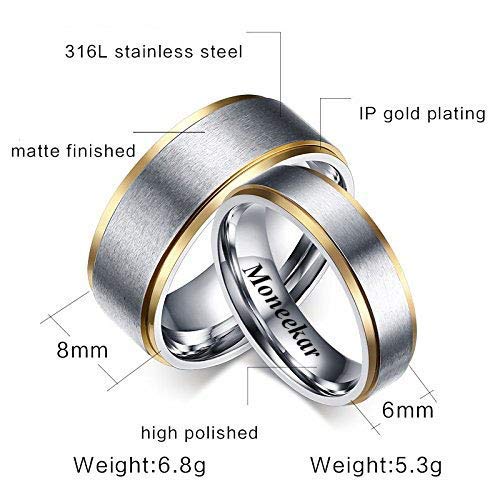 Image of Moneekar Jewels Exclusive Stainless Steel Couple Ring for Unisex-adult