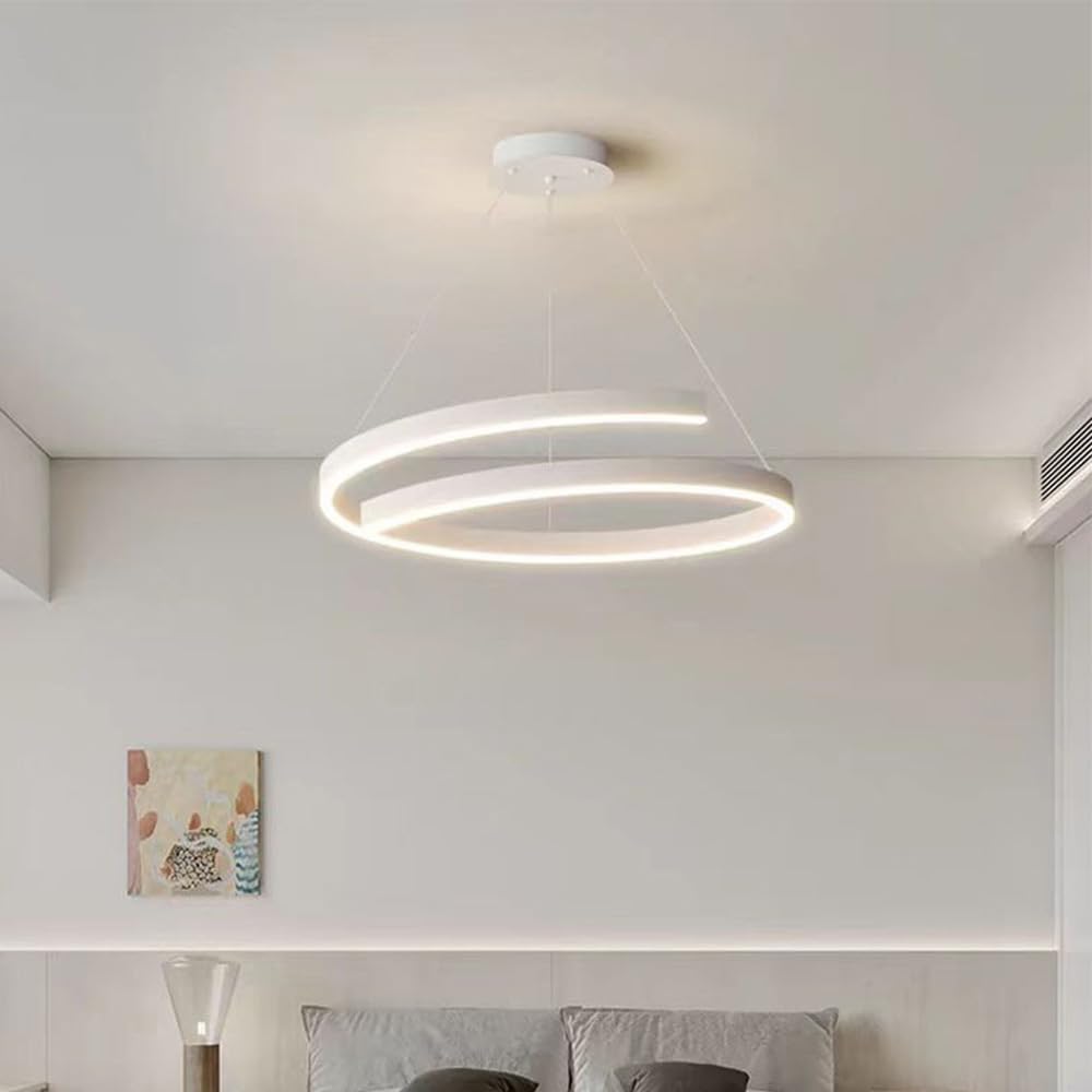 Mengjay Lampadario LED a Spirale Moderno, 3 Temperature di Colore,LED Lampadari Sospensione,Lampadario Camera da Letto Regolabile in Altezza Appendere le Luci (Bianco)