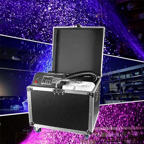 Máquina de nieve ultra silenciosa, 1500 W, profesional, con ruedas, pantalla LCD, control remoto y DMX512