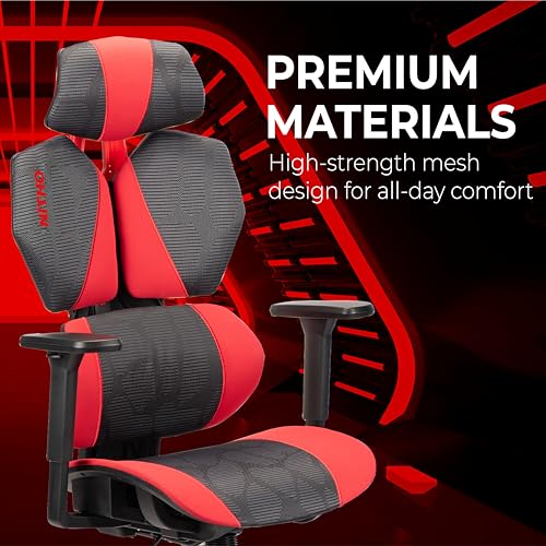 Image of NiTHO WASP Ergonomic Mesh Gaming Office Chair | Adaptive Lumbar Support, 3D Armrests, Breathable Mesh Computer Desk Chair, Height Adjustable Swivel Office Chair for Home Office, Study or Gaming, Red