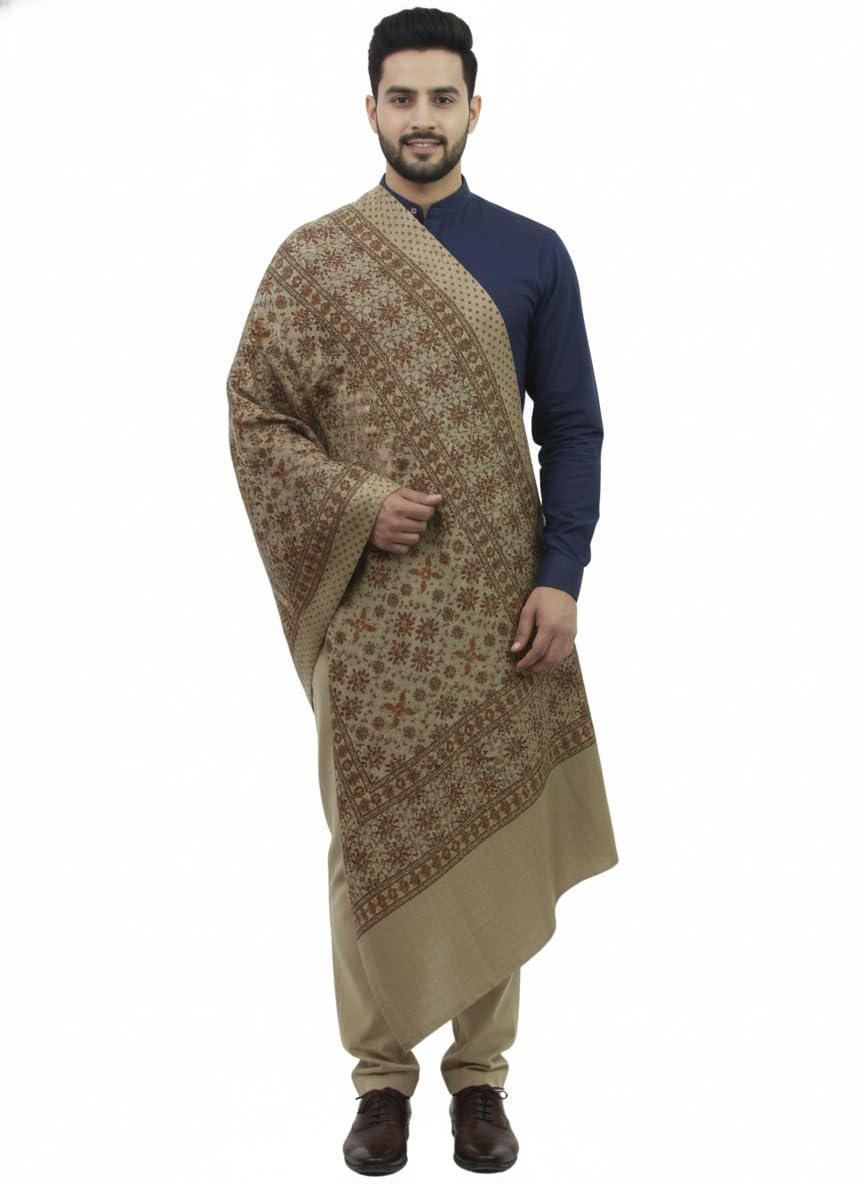 v vrinde Vrinde Grey Wool Printed Men's Shawl KA-SWL-55-picture-25