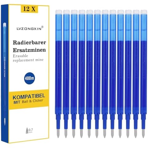 Pack of 12 LVZONGXIN 0.7 mm Erasable Refills Cover