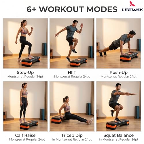 Image of Leeway Stepper for Exercise at Home | 2-Level Adjustable Aerobic Step Platform | Non-Slip Step Board for Cardio | Mini Gym Stepper for Weight & Fitness Workout Cardio | Gym Stool