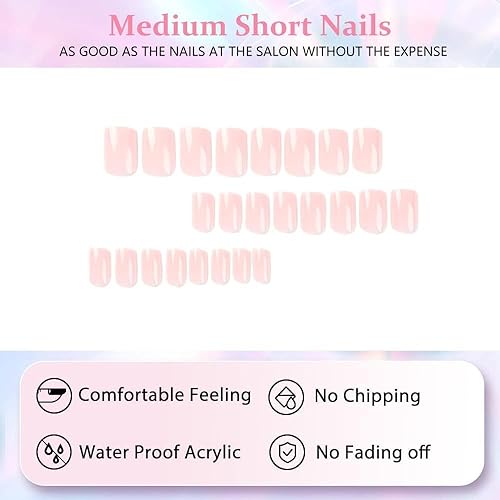 Miniatura 3 de Xcrear - Uñas postizas a presión de ojo de gato, cortas ovaladas, uñas postizas con purpurina azul, uñas postizas de longitud corta, uñas acrílicas,