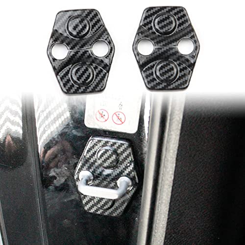 Korlot Carbon Fiber Door Lock Cover Buckle Protection Decor for Dodge Challenger 2008-2023 Accessories