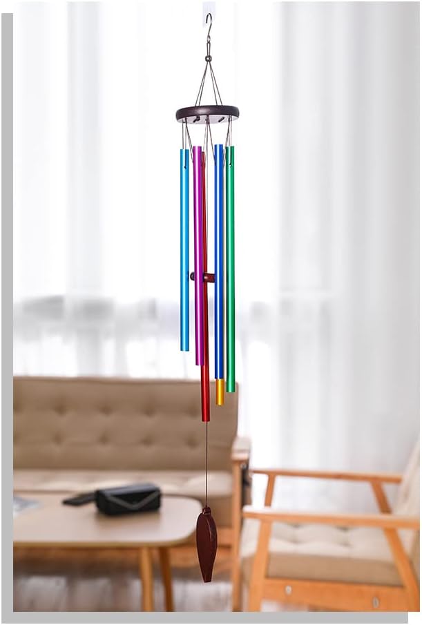 Campanillas de viento de 47.24 pulgadas, coloridas, para el jardín, al aire libre, grandes, color plateado