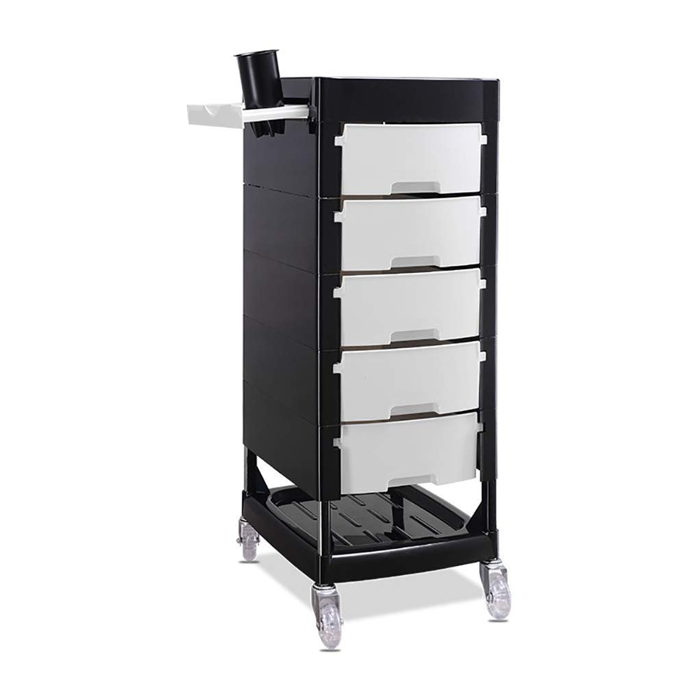 Carrelli Mobili, Carrello per Uso Domestico Carrello 5 Cassetti Salone Di Bellezza Carrello Rotolante Carrello con 5 Vassoi, Ruote Universali, Materiale Abs, Supporto per Asciugacapelli/White