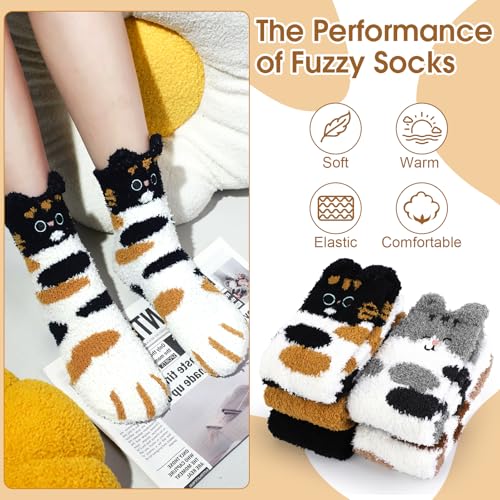 Image of iCamter 5 Pairs Womens Fluffy Fuzzy Socks Cute Warm Winter Slipper Cozy Socks for Women