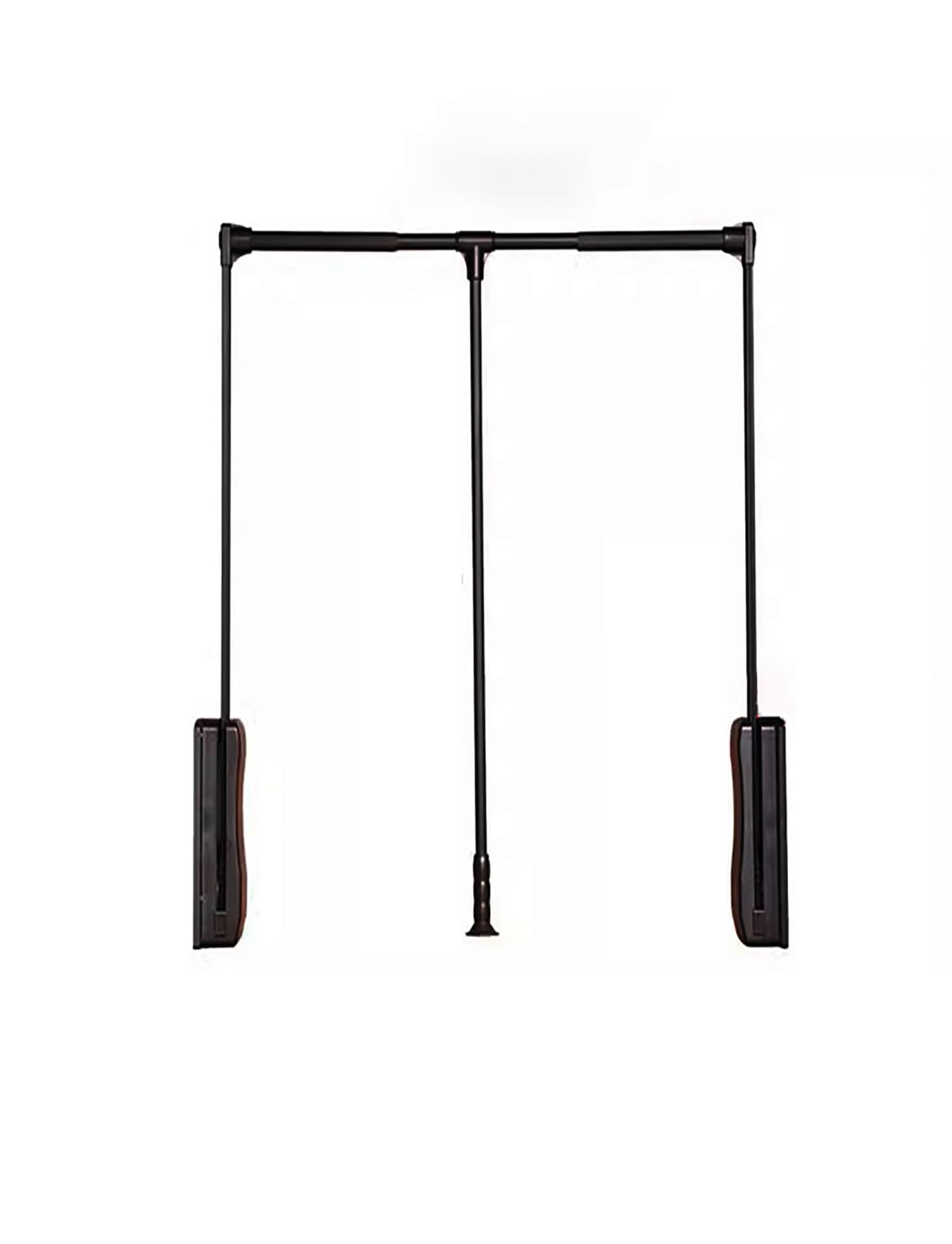 GTHTUHFD Adjustable Drop Down Closet Rod, Heavy Duty Hanging Rail For High Closets, Laundry Room & Wardrobe Accessories Black-93-125cm