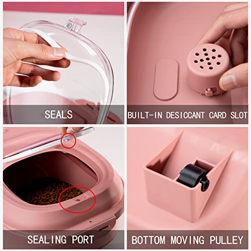 SUT Pink Dog Food Storage Container with lids,30 Lbs Collapsible Pet Cat Storage Container with Wheels, 50 Lbs Airtight Food Storage Containers for Cereal Flour Rice,Leakproof Sealable Dry Holder - Thumbnail 4