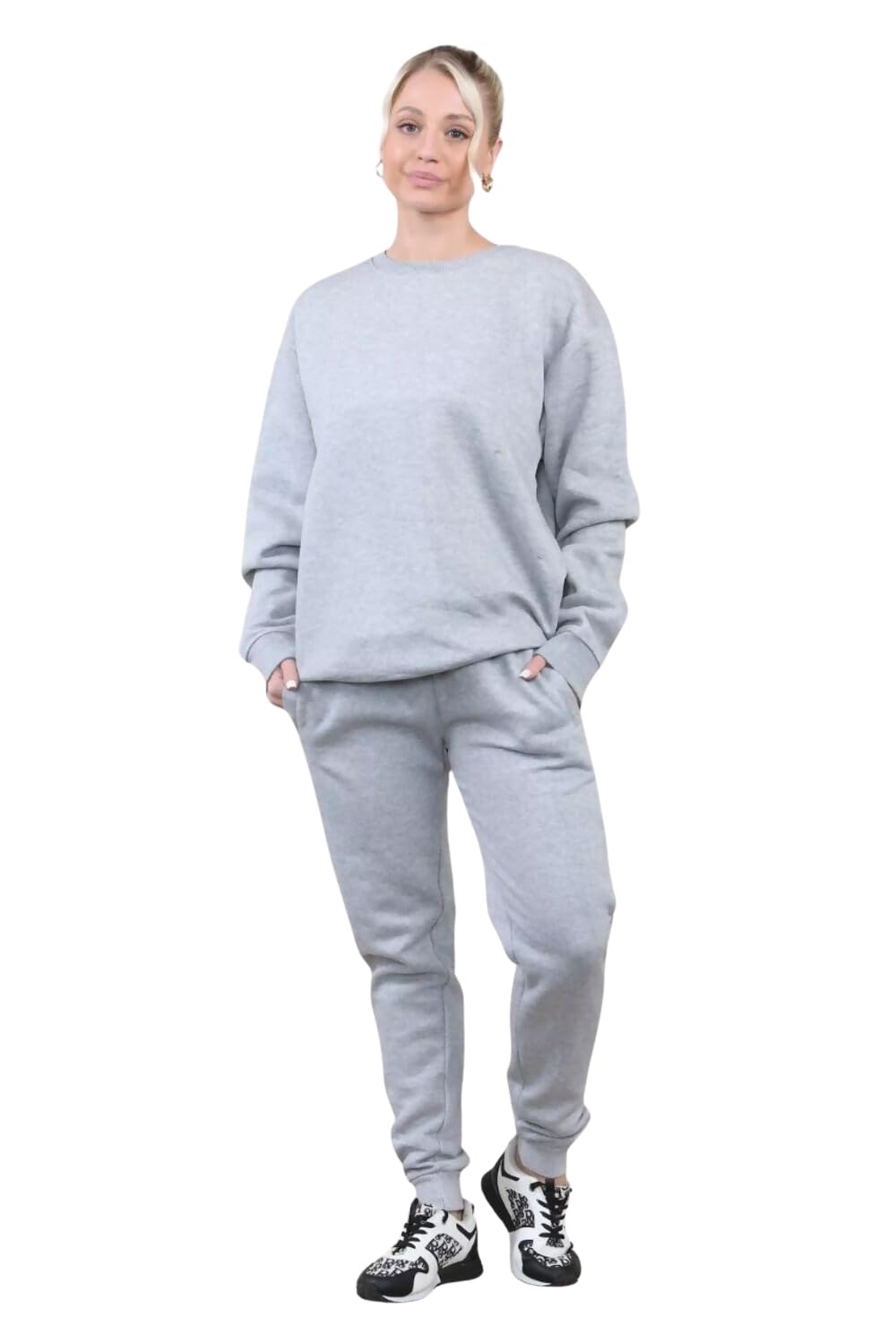 Femme Luxe Women's Grey Tracksuit, Available Uk Sizes 8-16, Fleece, Oversized Fit, Machine Washable, Multicolour (Uk, Numeric, 16, Regular, Regular, )