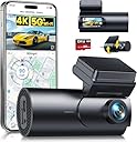 GKU 4K Dash Cam Auto, 5GHz WiFi e GPS, Doppia Telecamera per Auto, Mini Dashcam IPS 1.5" con Scheda SD 64G, 24H Monitor di Parcheggio, Visione Notturna, WDR, Grandangolo 170°, Sensore G, Controllo App