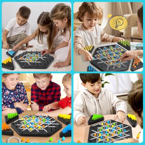 Image of Chain Triangle Chess Board Games for Kids Adults Family Fun Night Chess Set Triangle Rubber Band Game Interactive Brain Teaser Game 2 to 4 Players (Triangle Chess Game)